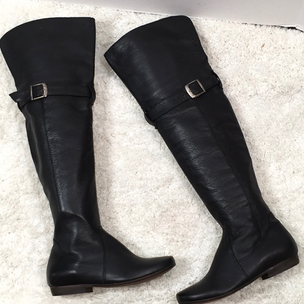 Eric Michael black leather OTK riding boots